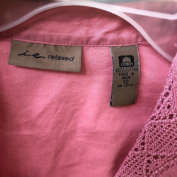 I.E.RELAXED coral crochet front cotton shirt - Picture 3 of 6